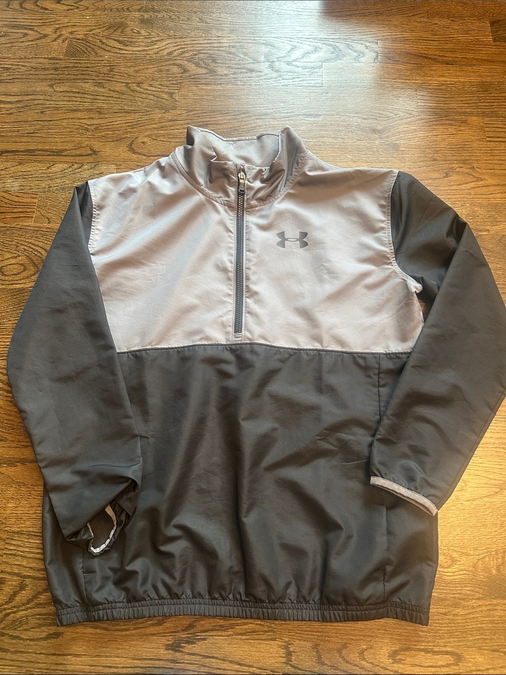 Under Armour Youth Boys Light Gray and Black Half-Zip Performance Jacket
